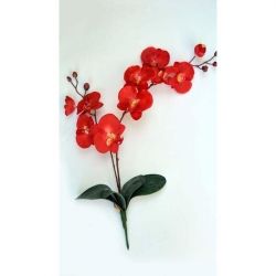 Storczyk z liściem dwie gałązki Czerwony 70 cm-1566